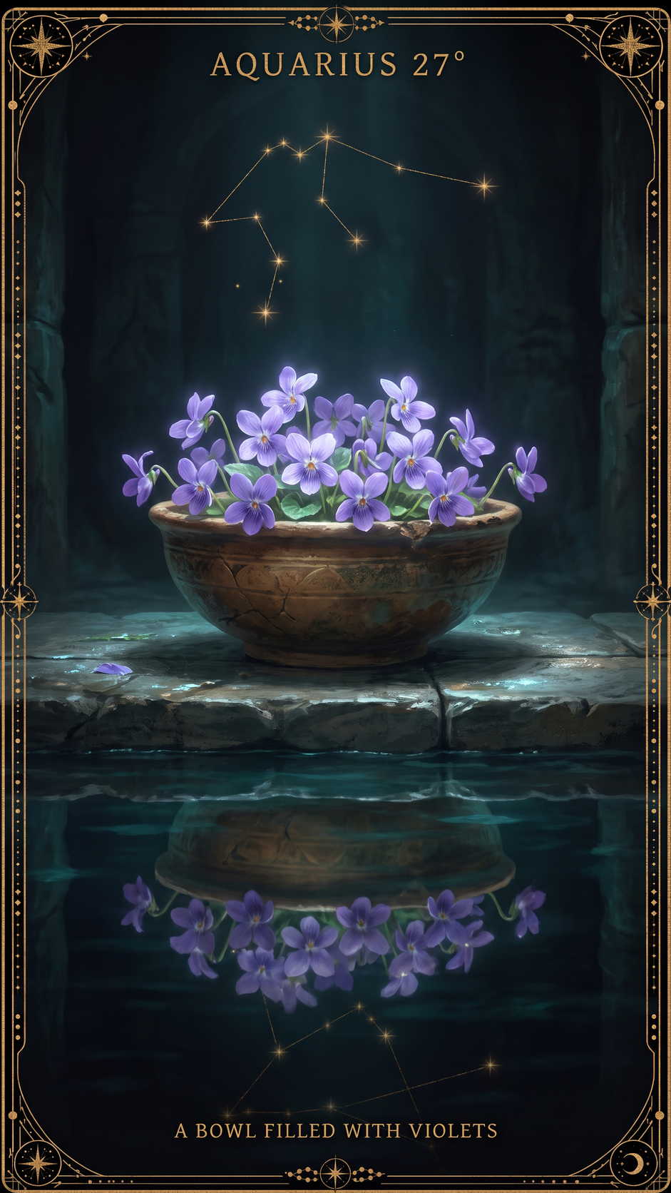 AQUARIUS 27° — An Ancient Pottery Bowl Filled With Violets