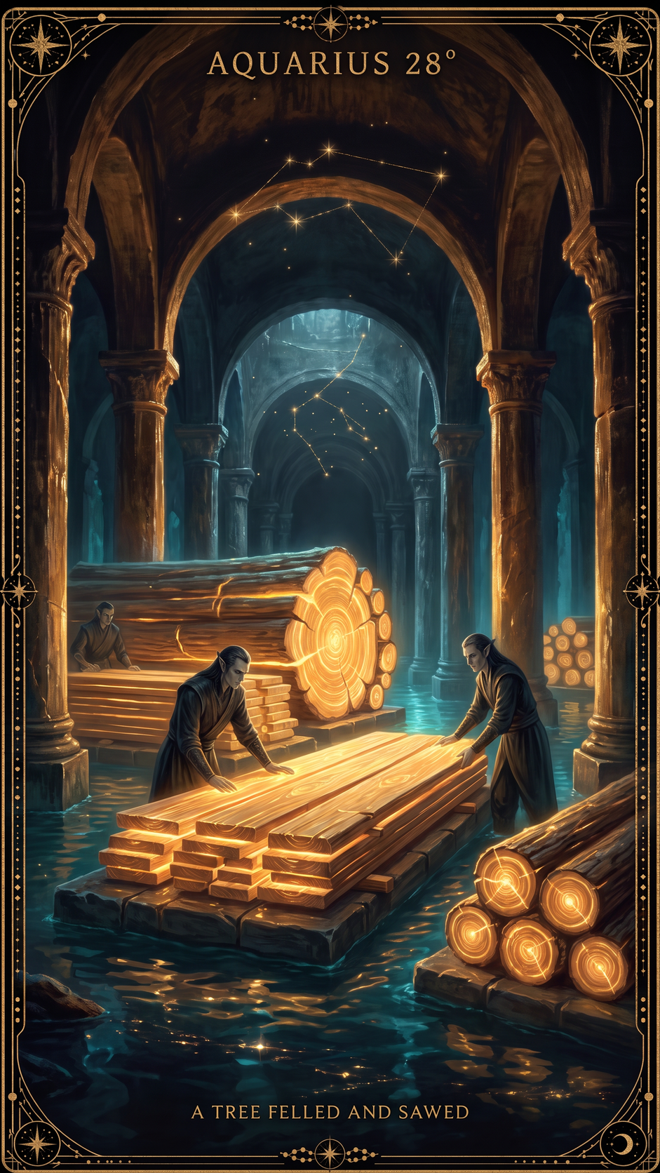 AQUARIUS 28° — A Tree Felled and Sawed to Ensure a Supply of Wood for the Winter