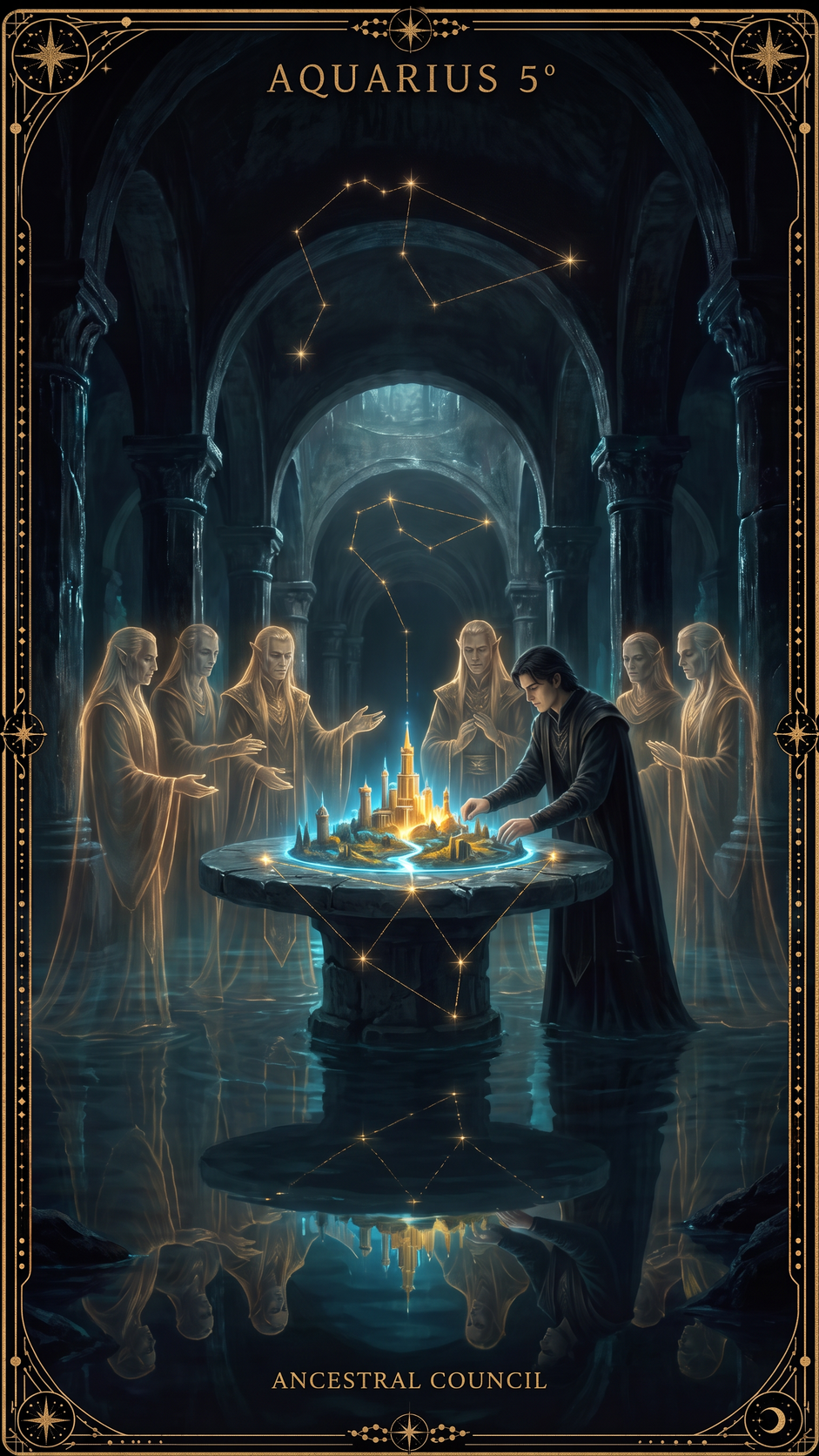 AQUARIUS 5° — A Council of Ancestors Is Seen Implementing the Efforts of a New World