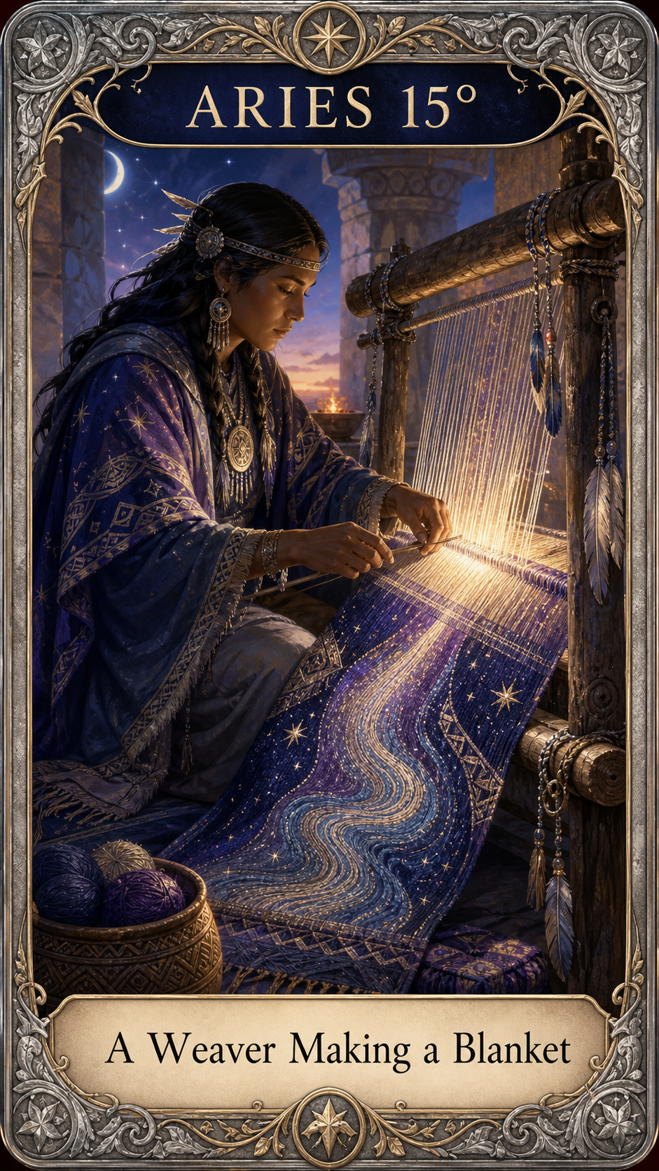 ARIES 15° — A Weaver Making a Blanket