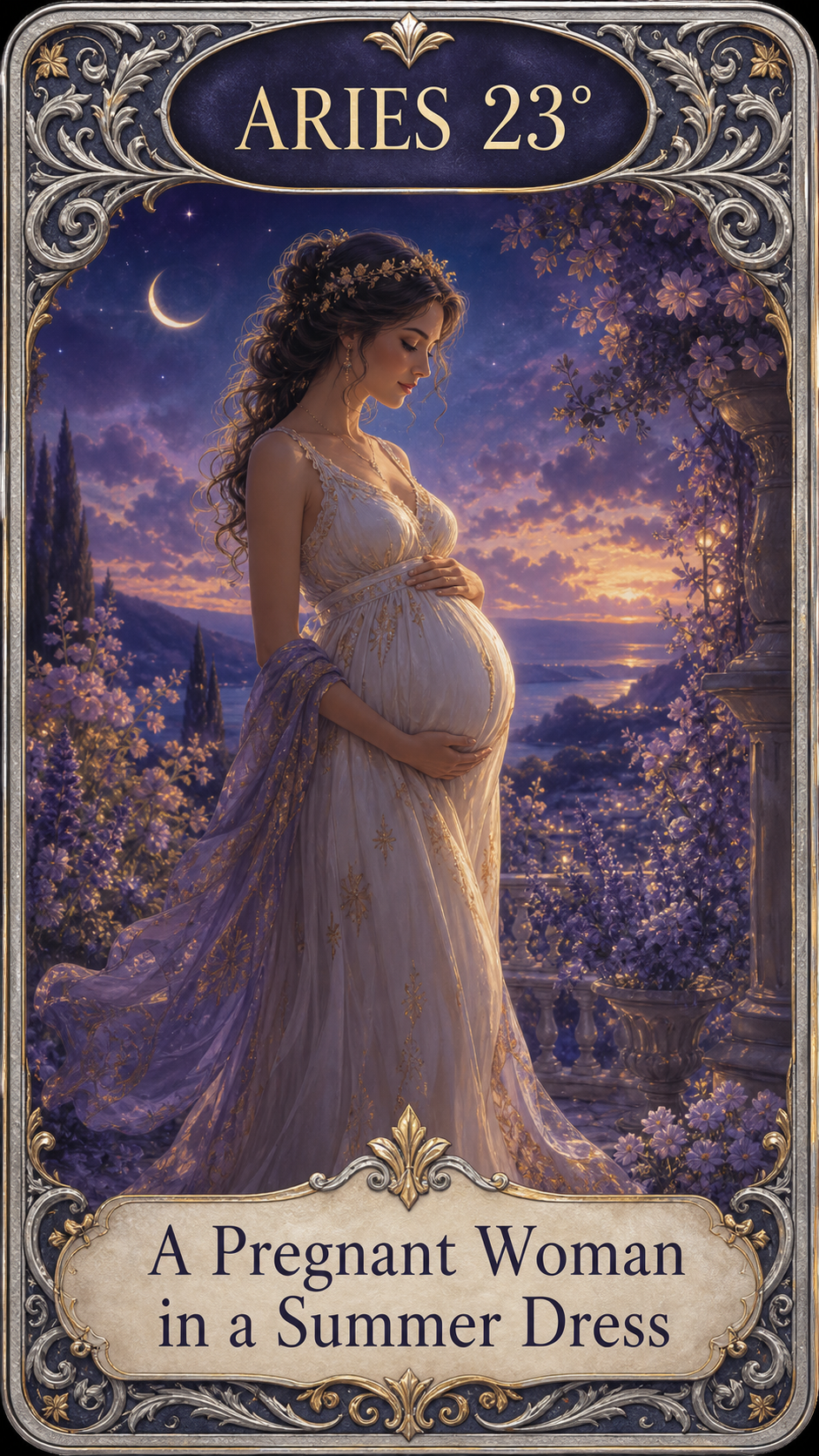 ARIES 23° — A Pregnant Woman in a Summer Dress