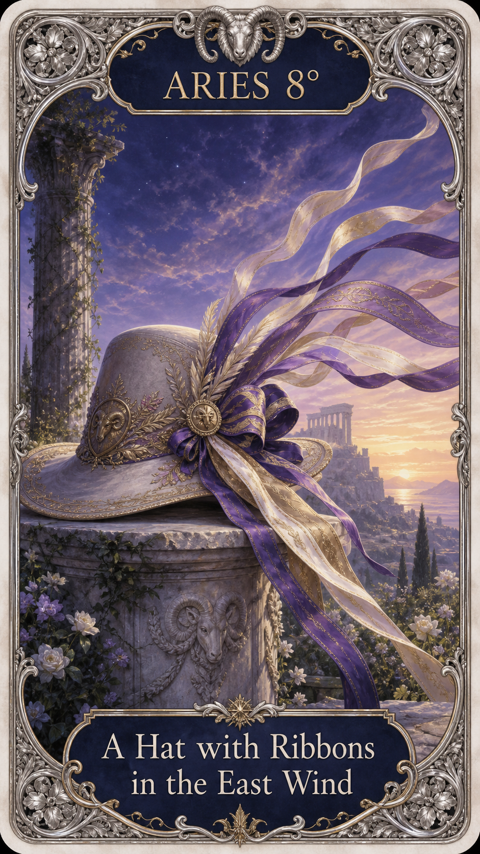 ARIES 8° — A Hat with Ribbons in the East Wind