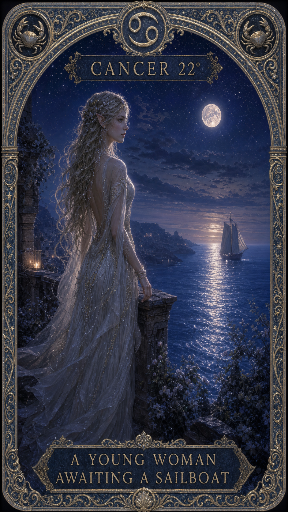 CANCER 22° — A YOUNG WOMAN AWAITING A SAILBOAT