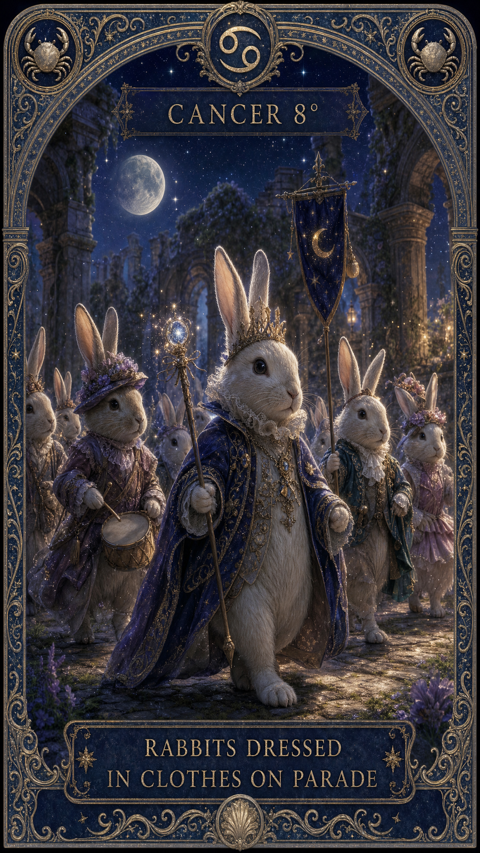 CANCER 8° — RABBITS DRESSED IN CLOTHES ON PARADE