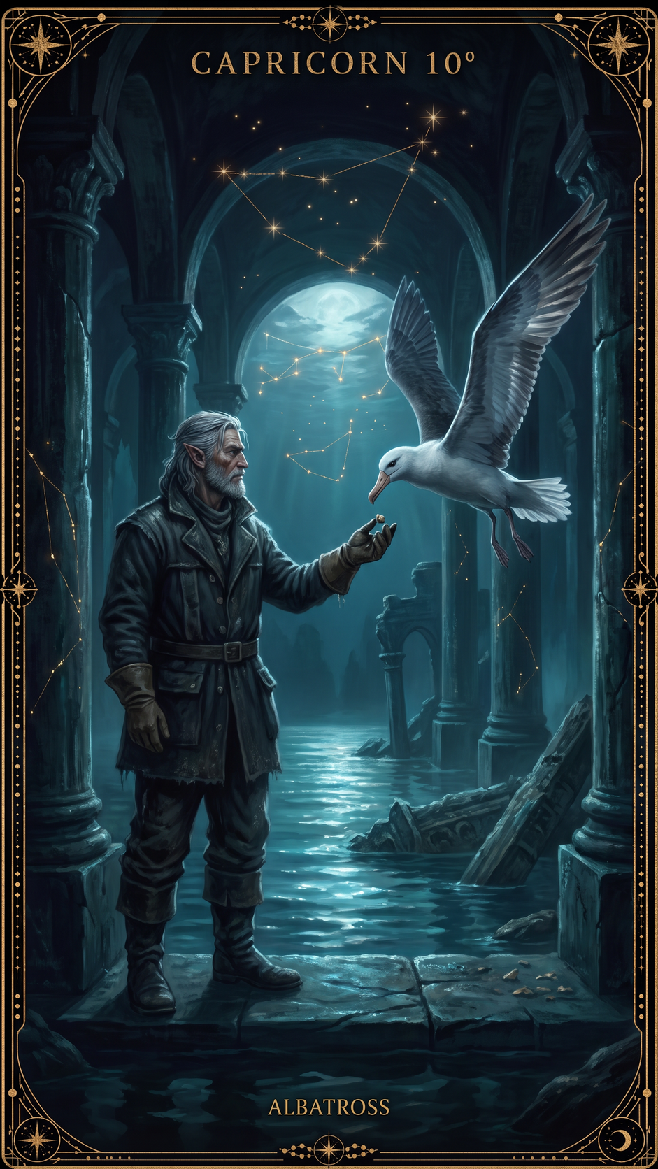 CAPRICORN 10° — An Albatross Feeding From The Hand Of A Sailor