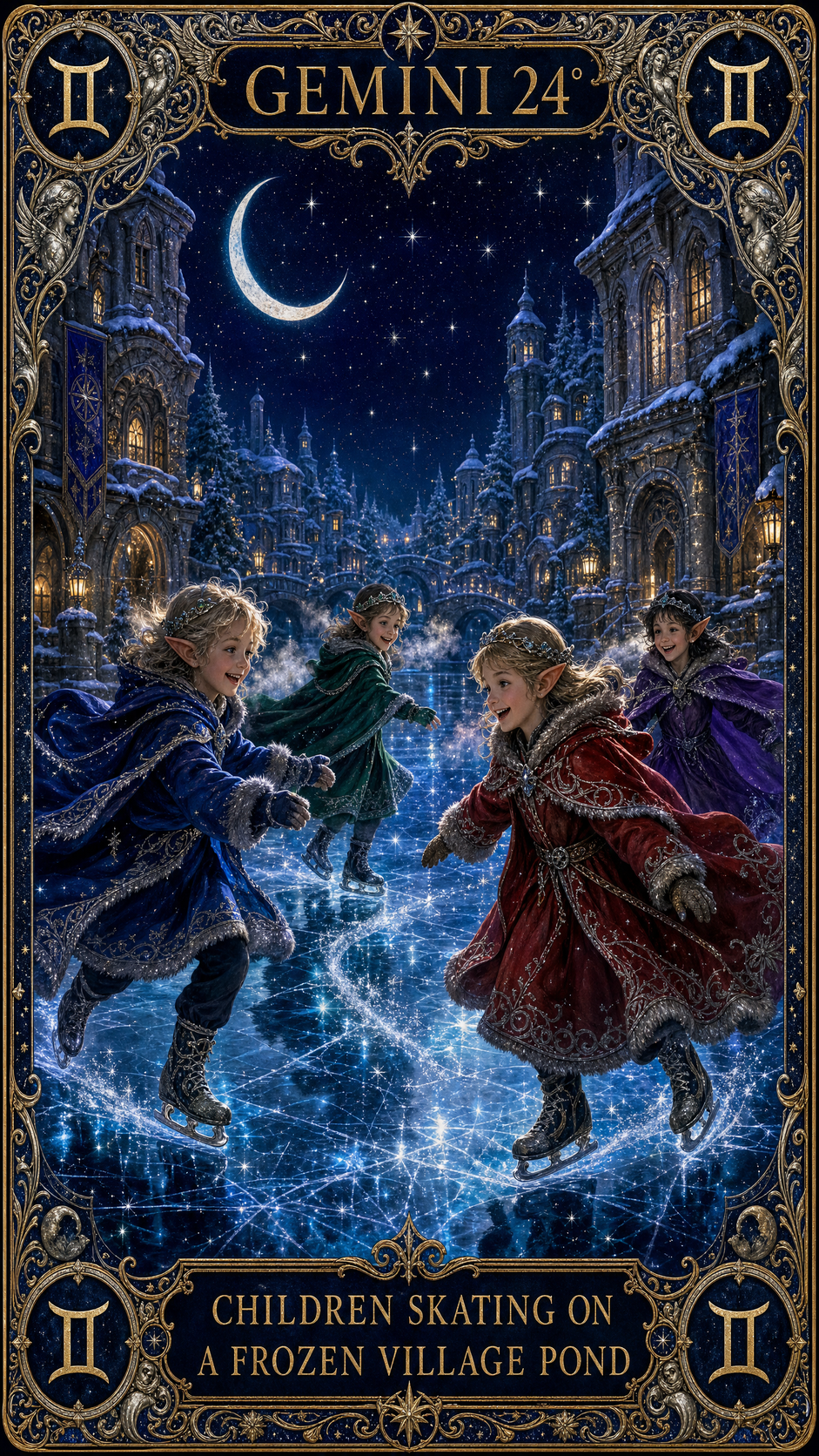 GEMINI 24° — Children Skating On A Frozen Village Pond