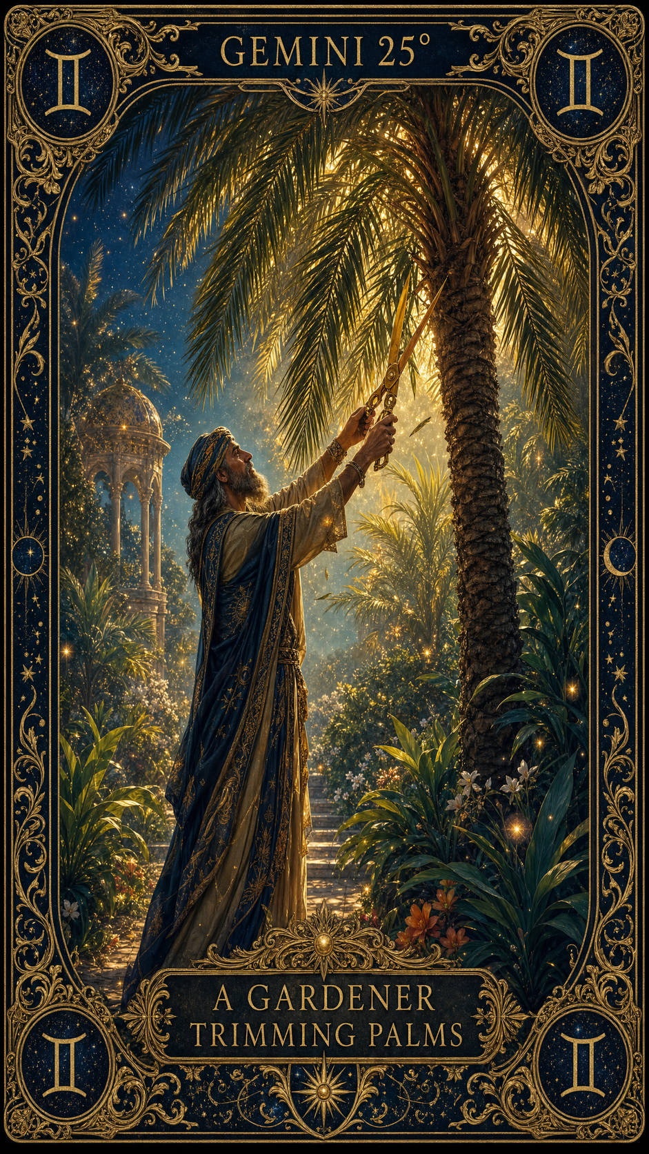 GEMINI 25° — A Gardener Trimming Palms