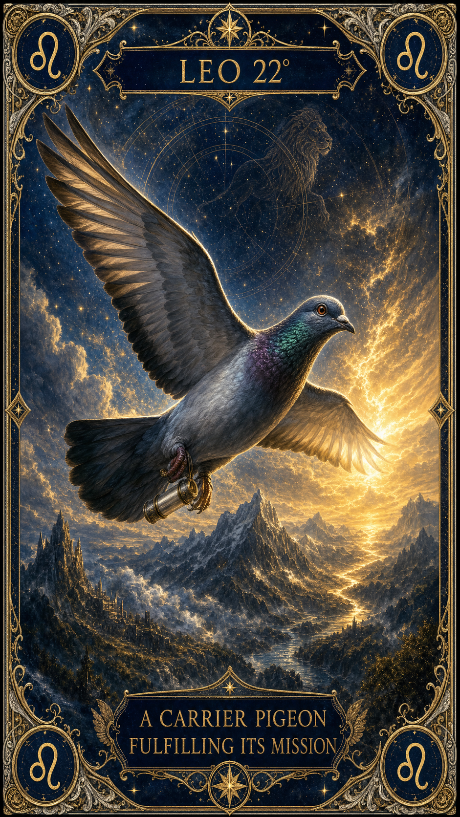 LEO 22° — A Carrier Pigeon Fulfilling Its Mission