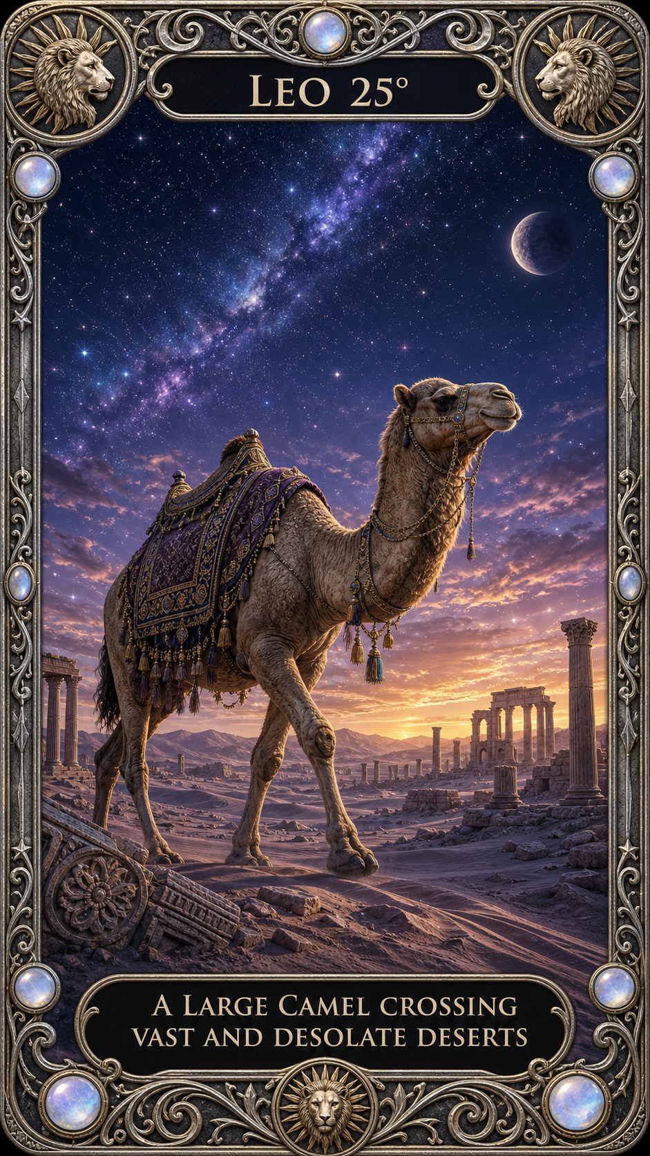 LEO 25° — A large camel crossing vast and desolate deserts.