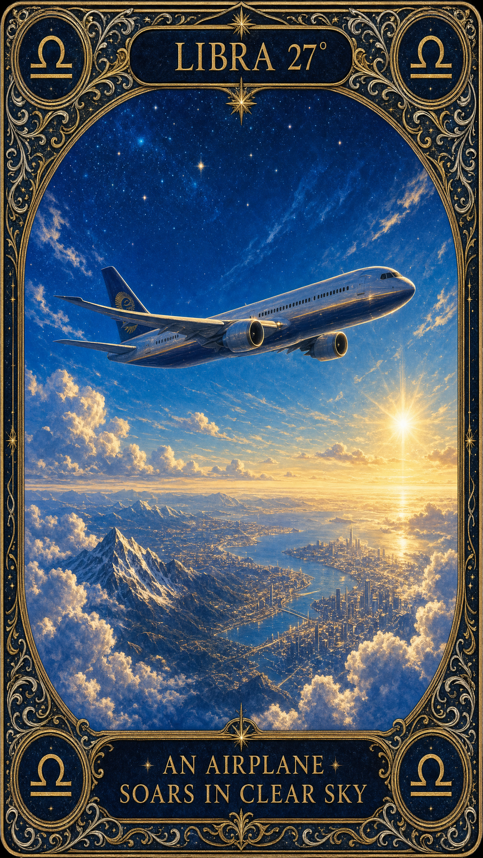 LIBRA 27° — An Airplane Soars In Clear Sky