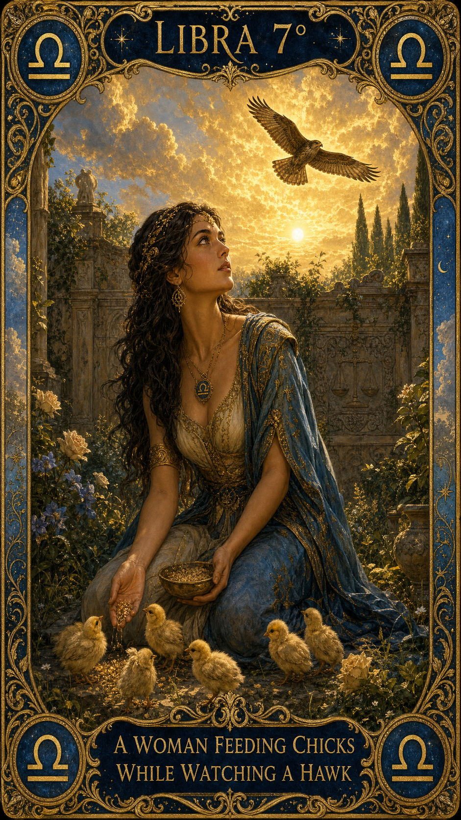 LIBRA 7° — A Woman Feeding Chicks While Watching A Hawk