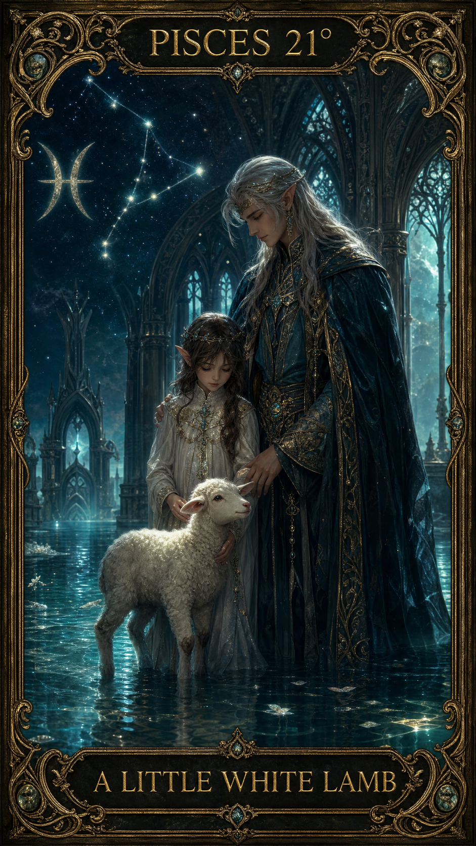 PISCES 21° — A Little White Lamb, A Child And A Chinese Servant