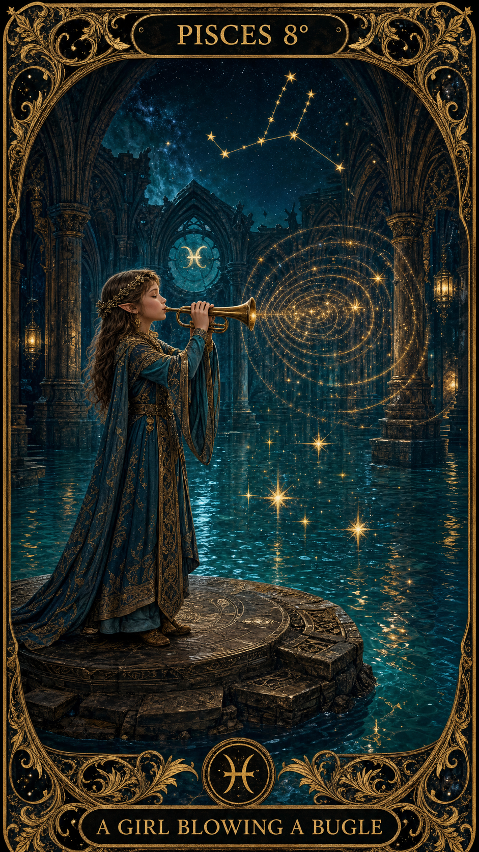 PISCES 8° — A Girl Blowing A Bugle