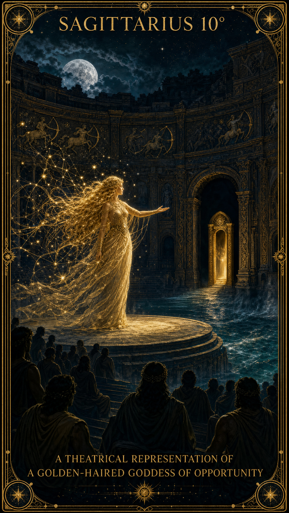 SAGITTARIUS 10° — A Theatrical Representation Of A Golden-Haired Goddess Of Opportunity