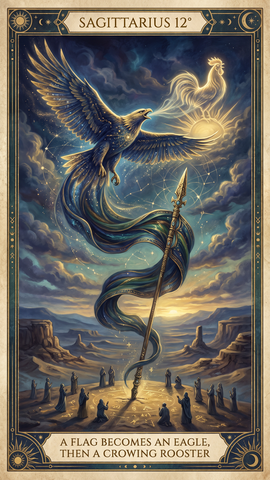 SAGITTARIUS 12° — A Flag That Turns Into An Eagle That Crows