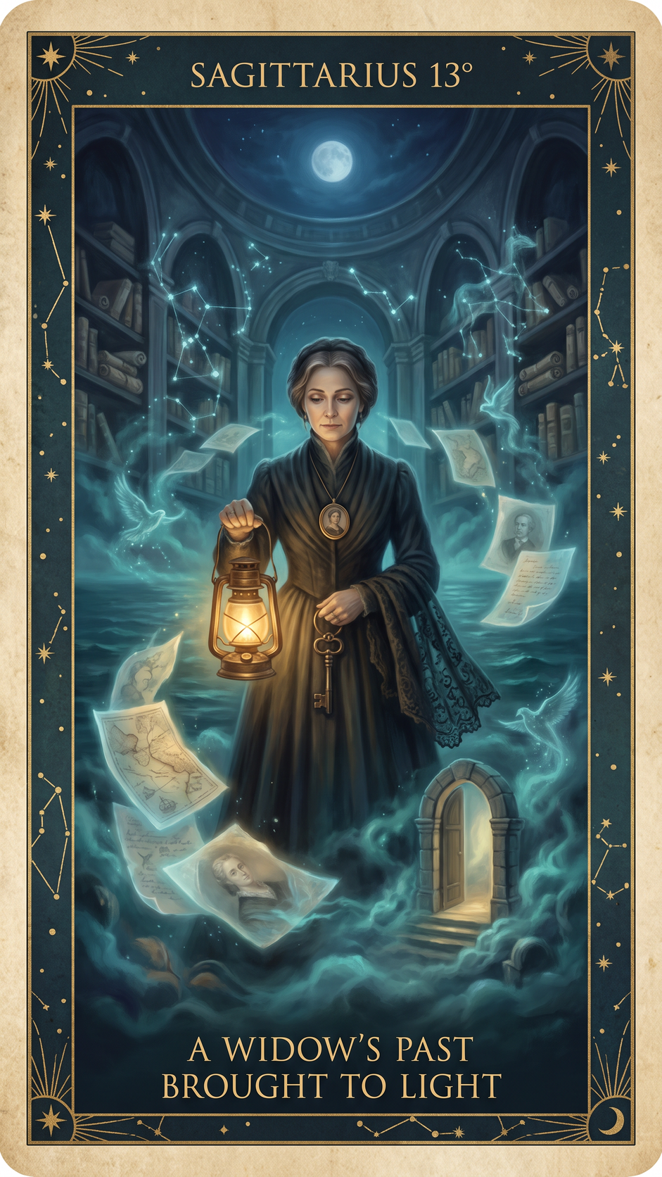 SAGITTARIUS 13° — A Widow's Past Brought To Light
