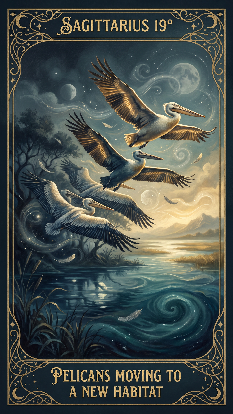 SAGITTARIUS 19° — Pelicans Moving to a New Habitat