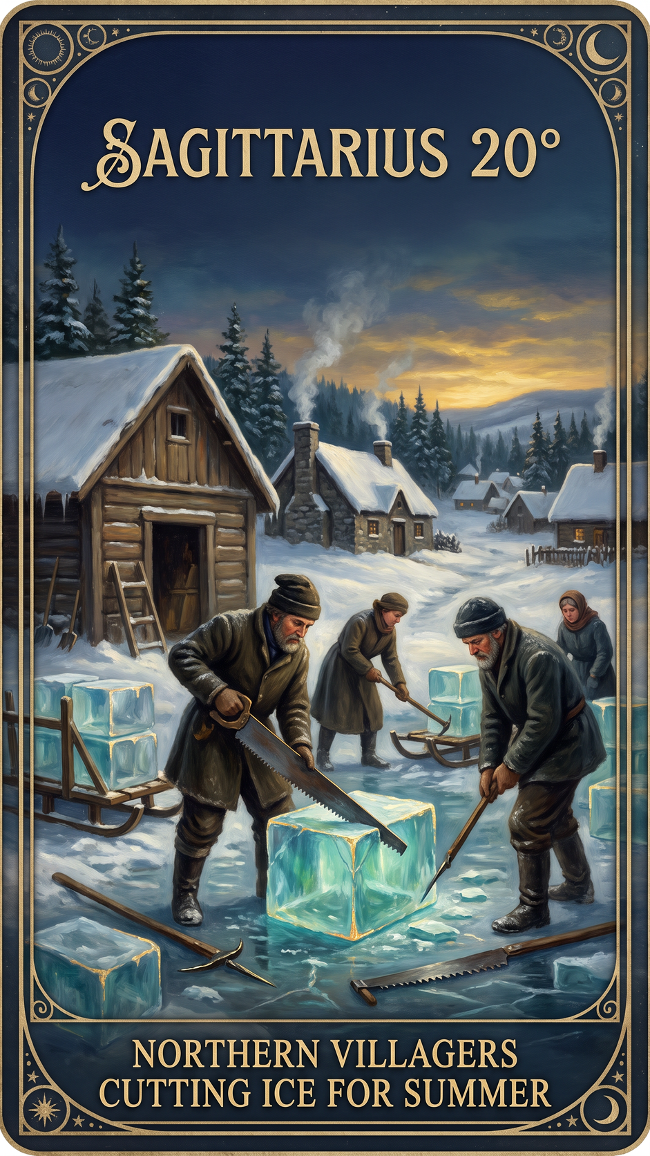 SAGITTARIUS 20° — In An Old-Fashioned Northern Village Men Cut The Ice Of A Frozen Pond For Use During Summer
