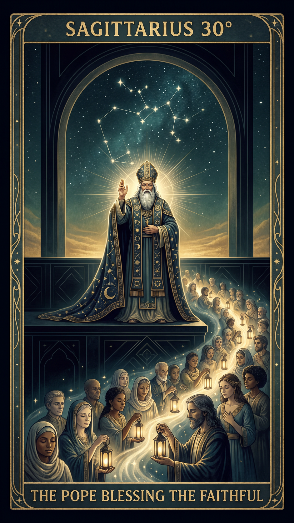 SAGITTARIUS 30° — The Pope Blessing The Faithful