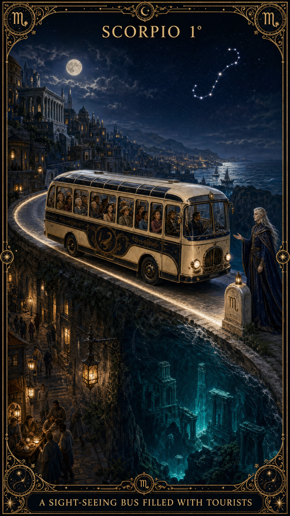 SCORPIO 1° — A sight-seeing bus filled with tourists