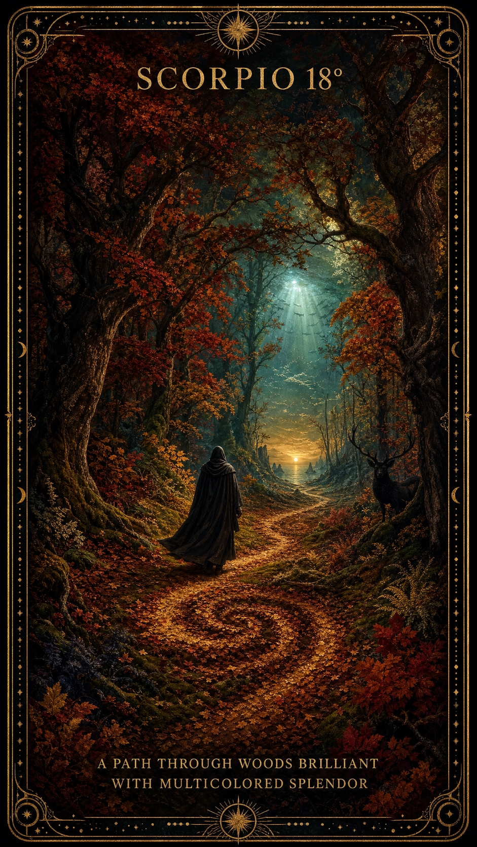 SCORPIO 18° — A Path Through Woods Brilliant With Multicolored Splendor