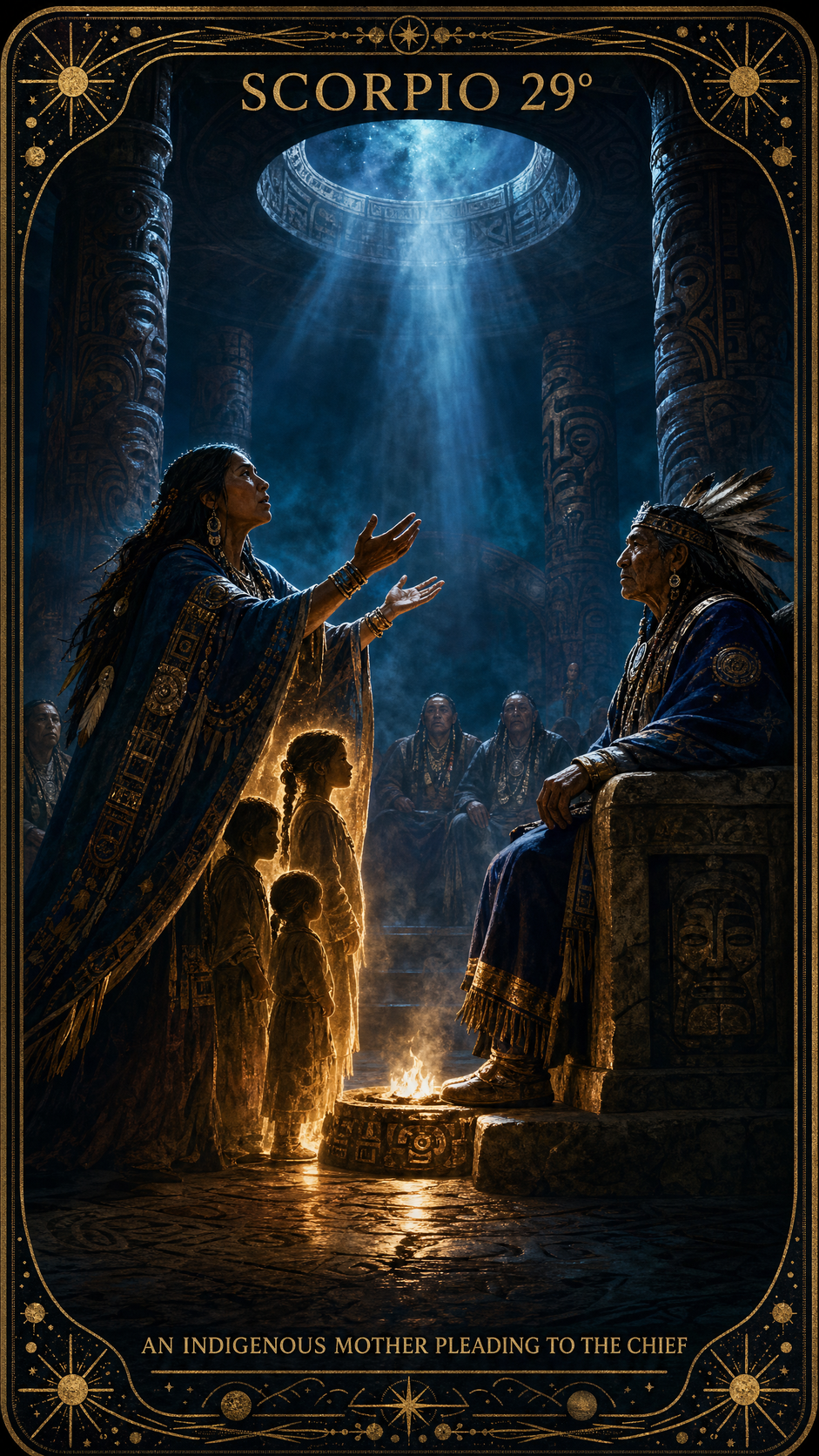 SCORPIO 29° — An Indigenous Mother Pleading To The Chief