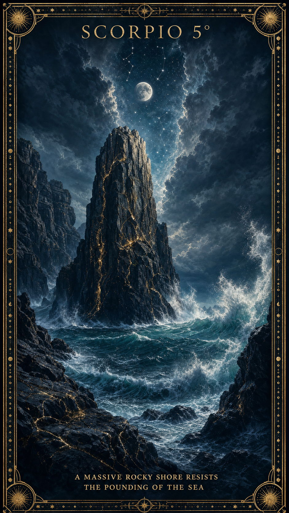 SCORPIO 5° — A Massive Rocky Shore Resists The Pounding Of The Sea