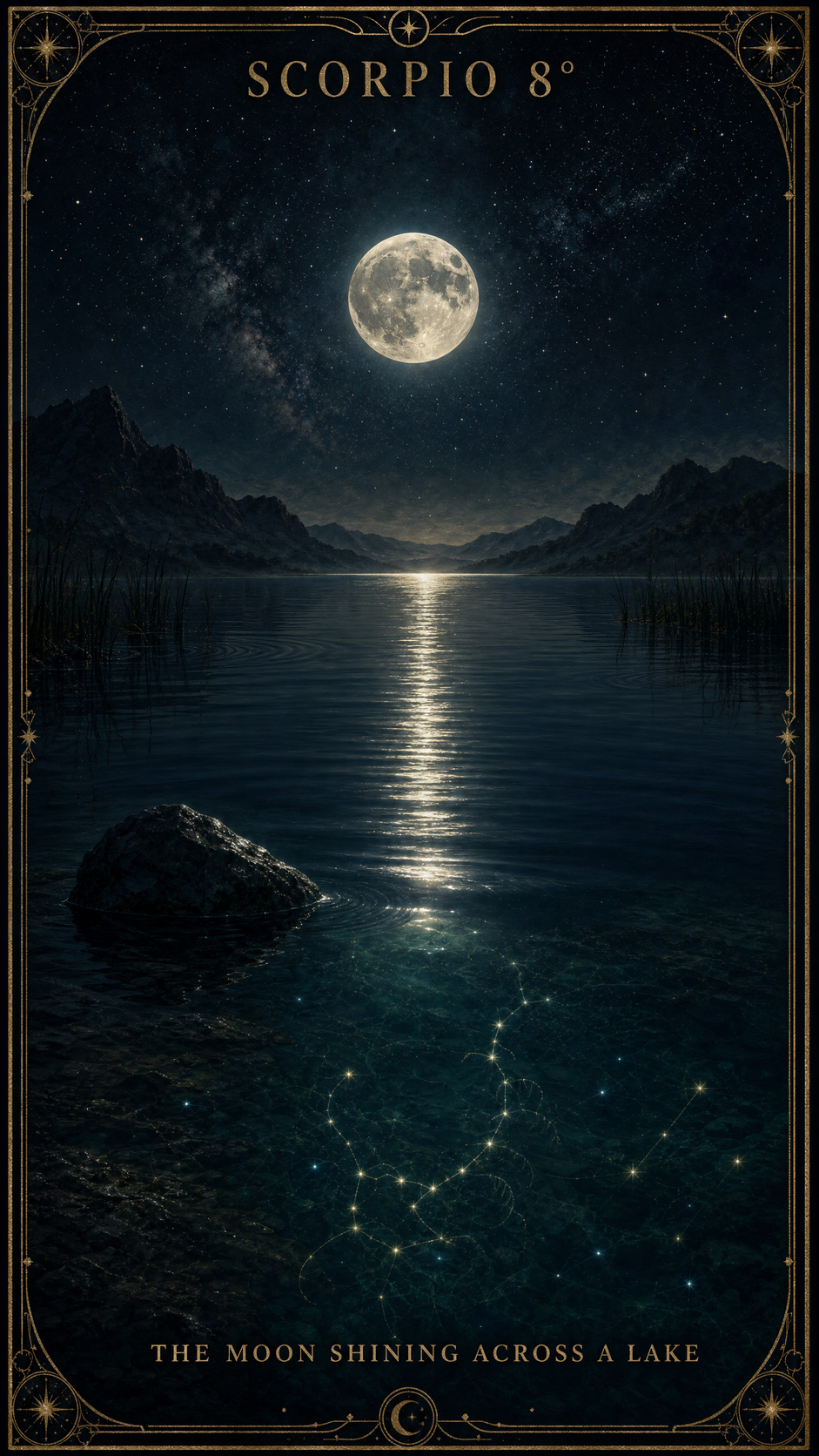 SCORPIO 8° — The Moon Shining Across A Lake