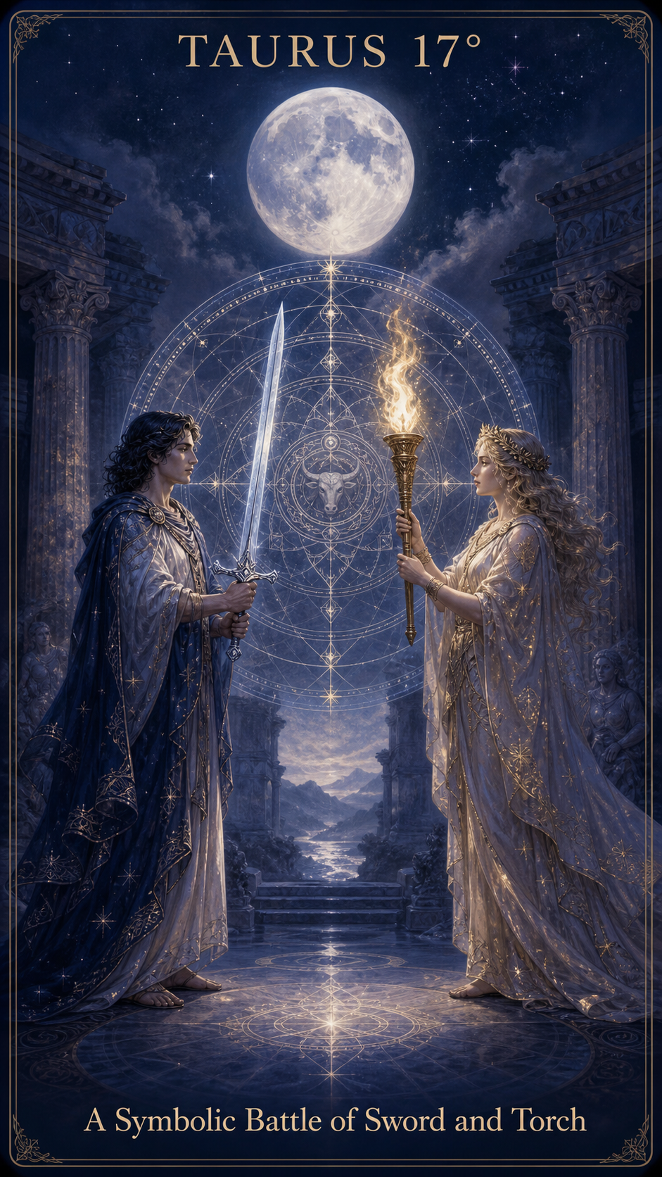 TAURUS 17° — A Symbolic Battle of Sword and Torch