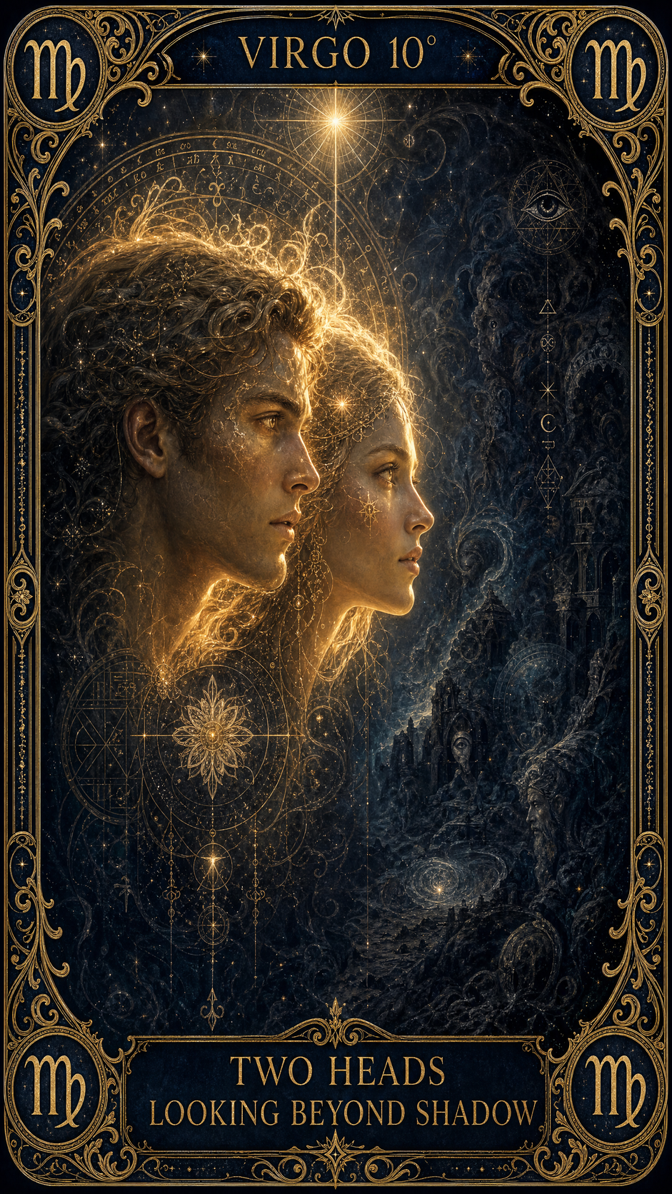VIRGO 10° — Two Heads Looking Beyond Shadow